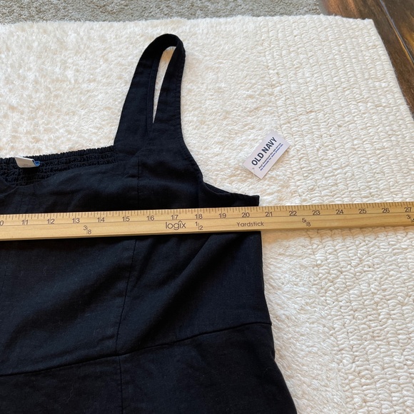 Old Navy Dress Women's XXL Babydoll Linen Blend Sleeveless Midi Pockets Black - Picture 11 of 14